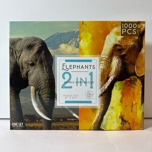 Puzzle Elephants 2 in 1 Double Sided Puzzle. New in Box